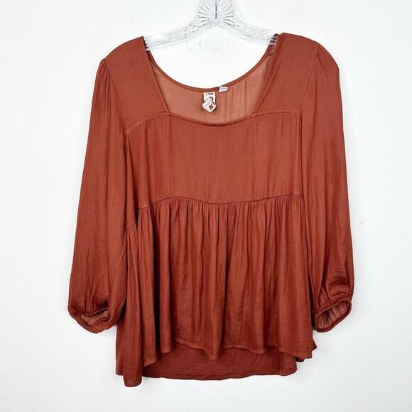 ANTHROPOLOGIE Dolan Cherie Babydoll Silky Rushed Bohemian Top Sz. Small - Picture 2 of 3